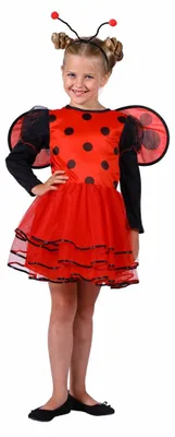 Produktbild von Marienkäfer "Ladybug" Kostüm für Mädchen | Kleid Haarreif Flügel Größe: 116/128
