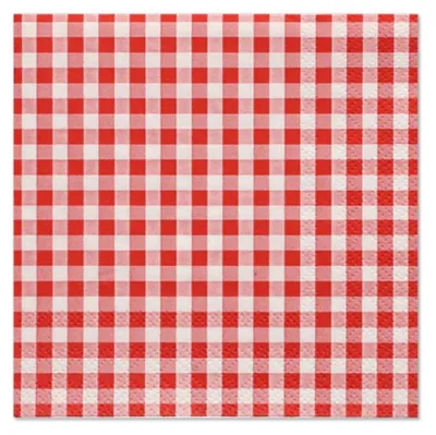 Produktbild von 20 Servietten, 3-lagig 1/4-Falz 25 cm x 25 cm rot "Vichy Karo"