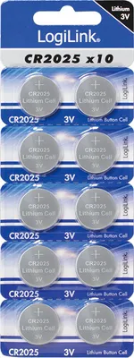 Produktbild von LogiLink Lithium Knopfzelle "Ultra Power" CR2025 10 Knopfzellen