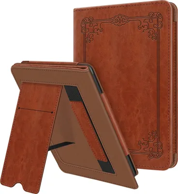 Produktbild von Fintie Hülle kompatibel für 6,8" Kindle Paperwhite (11. Generation - 2021) - Kickstand Schutzhülle mit Kartenfach Handschlaufe und Auto Sleep/Wake Funktion, Vintage Braun