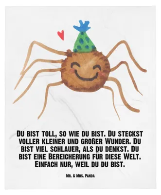 Produktbild von Mr. & Mrs. Panda Babydecke Spinne Agathe Party - Weiß - Geschenk, Selbstliebe, Motivation, Fleecedecke, Schlummerdecke, Wunder, Kinderwagendecke, Plaid, Glück