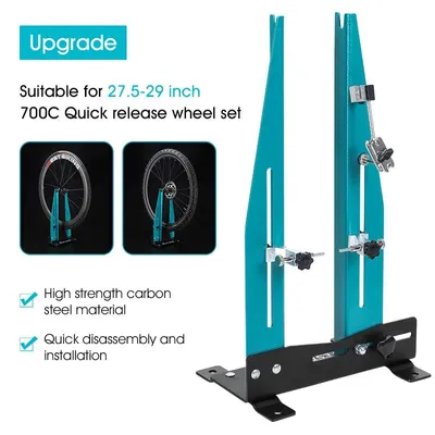 Produktbild von Laufrad-Zentrierständer - Speichenwerkzeug - Für 40,6–73,7 cm Laufräder - Schnellspanner - Felgenausrichtung - 700C - Schwarz