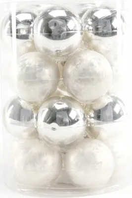 Produktbild von TrendLine Mini-Weihnachtskugeln aus Glas Ø 3,5 cm weiß-silber 16 Stück