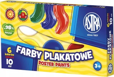 Obrázek produktu pro Farby plakatowe Astra 6 kolorw 10 ml