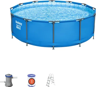 Bestway Steel Pro MAX 366x 100 cm Rohr-Aufstellbecken mit Patronenfilter 2.006 L/h und Leiter
