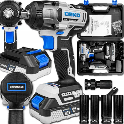 Obrázok produktu pre Bezkartáčový 20V 350Nm 1/2'' Rázový Uťahovák S Nástrčným Kľúčom, 2 Dekompresné Batérie