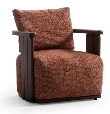Productafbeelding van Design fauteuil met houten armleuningen, modern, bruin, voor de woonkamer