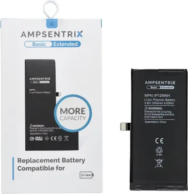 Zdjęcie produktu dla Bateria AmpSentrix Basic pasująca do iPhone'a 12 Mini (wysoka pojemność 2500 mAh)