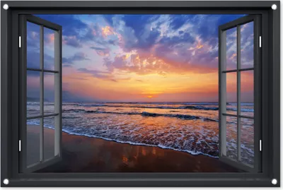 Produktbild von MuchoWow® 90x60 cm Outdoor-Poster Gartendeko Sichtschutz Garten Poster für den Garten  Aussicht - Meer - Strand