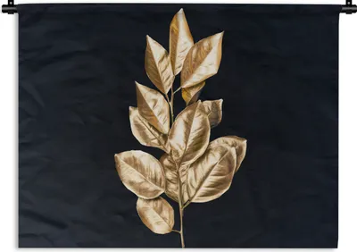 Produktbild von MuchoWow® Wandteppich Wandbehang Pflanze - Blätter - Gold - Schwarz - Luxus 150x112.50 cm Tapisserie Dekoration Wandtuch - Wanddecke - Wandteppiche