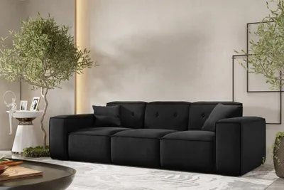 Produktbild von Sofa Designersofa CESINA 3-Sitzer in Stoff Opera Velvet Schwarz