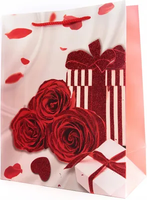 Produktbild von Valentinstag Geschenktüte 26x32cm - Herz-Motive - Romantische Verpackung für Liebe