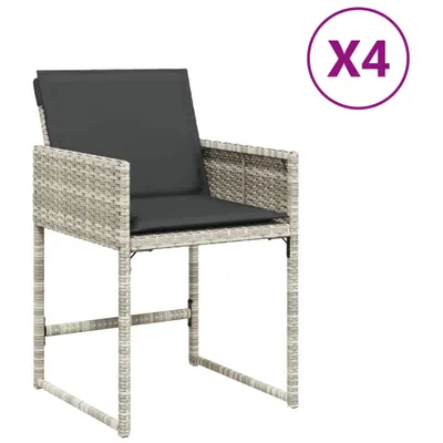 Produktbild von Gartenstühle mit Kissen 4 Stk. Hellgrau Poly Rattan