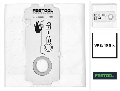 Produktbild von Festool SELFCLEAN Filtersack SC-FIS-CT MINI/MIDI-2/10 ( 204308 ) für CT MINI und CT MIDI ab Baujahr 2019 10 Stück