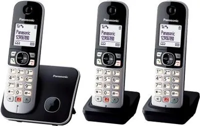 Productafbeelding van Panasonic KX-TG6853NLB, DECT-telefoon, Draadloze headset, Luidsprekerfunctie, 200 contacten, Nummerherkenning, Zilver, Zwart