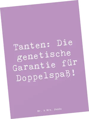 Produktbild von Mr. & Mrs. Panda Postkarte Spruch Tanten Doppelspaß - Lavendeltraum - Geschenk, Ansichtskarten, Familie, Ansichtskarte, herzerwärmende Sprüche, Bindung, Neffe, bildkarte