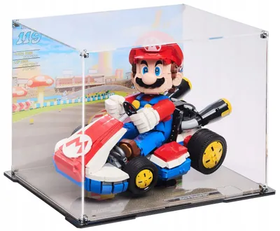 Produktbild von Blacked Brick Vitrine mit bedruckter Rückwand für LEGO® 72037 Super Mario – Mario Kart™