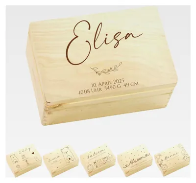 Produktbild von Personalisierte Erinnerungsbox für Babys aus Holz – Geschenk zur Geburt und Taufe