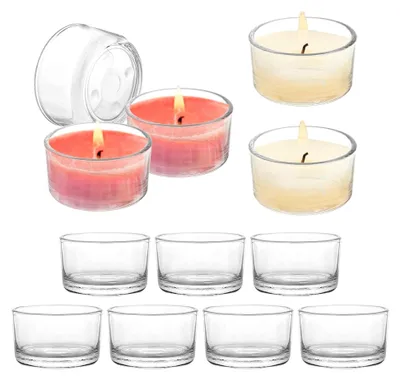 Produktbild von 12er Set Teelichtgläser, 4,5 cm Kleine Teelichthalter aus Glas, Leere Kerzengläser zum Gießen, Klarer Teelichthalter für Geburtstag, Hochzeit, Partydekoration, Kerzengläser, Tischdekoration