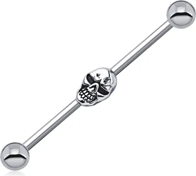Produktbild von Industrial Ohrpiercing 925 Sterling Silber mit Totenkopf
