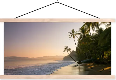 Produktbild von MuchoWow® Textilposter Strand - Meer - Palme 120x60 cm mit holzfarbenen Rahmen - Klemmleiste