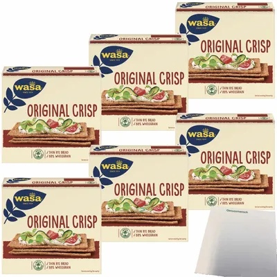 Produktbild von Wasa Knäckebrot Crisp Original 6er Pack (6x200g Packung) + usy Block