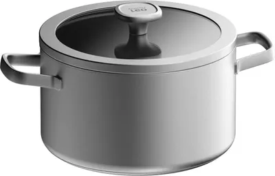 Produktbild von BergHOFF Leo Graphite, 6 l, Edelstahl, Keramik, Gas, Halogen, Induktion, Versiegelte Platte, Edelstahl, Glas, 24 cm