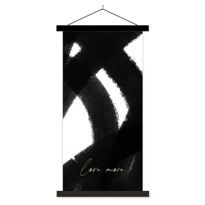 Produktbild von MuchoWow® Textilposter Text - Abstrakt - Liebe mehr - Zitate 40x80 cm mit schwarzem Rahmen - Wandemalerei