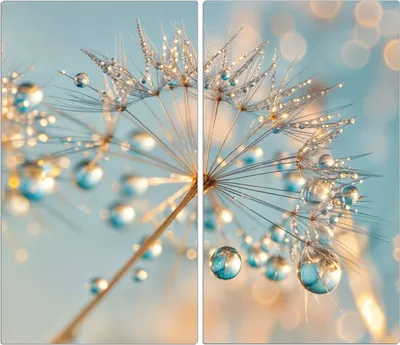 Produktbild von Spritzschutz Herdabdeckplatte Schneidebrett aus Glas Pusteblume Wassertropfen 2-Teilig (60x52cm)