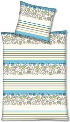 Immagine prodotto di Magita - Biancheria da letto in microfibra blu e bianca a fiori con cerniera: copripiumino, federa, set completo, 135x200 cm