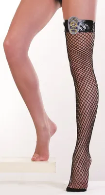 Produktbild von W50028 schwarz Damen Police Netz Overknees