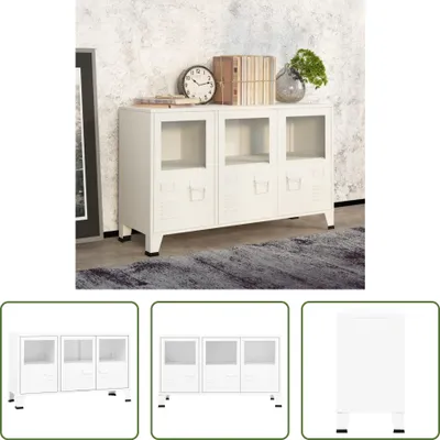 Produktbild von The Living Store Industrial Sideboard Weiß 105x35x62 cm Metall und Glas