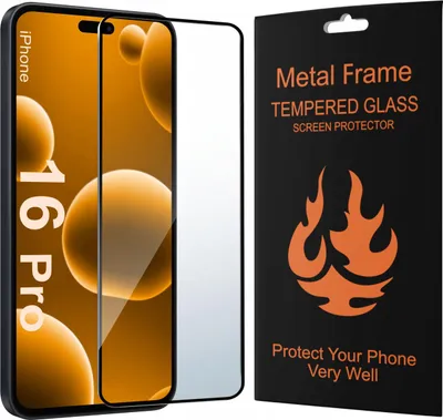Zdjęcie produktu dla SZKŁO HARTOWANE do iPhone 16 Pro PEŁNE NA CAŁY EKRAN 5D Z METALOWA RAMKA