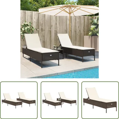 Produktbild von The Living Store Sonnenliegen mit Auflagen 2 Stk. Braun Poly Rattan