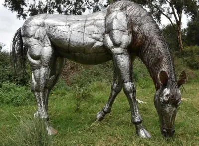 Zdjęcie produktu dla Casa Padrino Luxury XXL Garden Decoration Sculpture Horse Silver / Black 243 x 90 x H. 168 cm - Ogromna metalowa figura ogrodowa XXL - Luksusowe akcesoria do dekoracji ogrodu