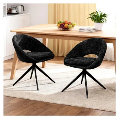 Produktbild von Drehbare Esszimmerstühle 2er Set, 360° drehbare Küchenstühle mit Polsterung, Rückenlehne und Metallbeinen, gepolsterte Sitzfläche für Küche, Wohnzimmer und Esszimmer, Dunkelgrau