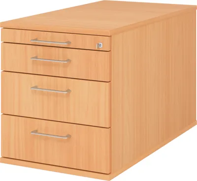 Produktbild von bümö office Rollcontainer - mit 3 Schubladen - Nachbildung: Buche, Griff: Bügelgriff (Metall)