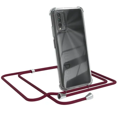 Produktbild von EAZY CASE Handykette kompatibel mit Xiaomi Redmi 9T, Handyhülle mit Umhängeband, Handykordel, Schutzhülle Clear, Band in Rot