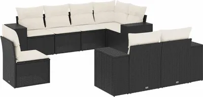 Produktbild von vidaXL 8-tlg. Garten-Sofagarnitur mit Kissen Schwarz Poly Rattan