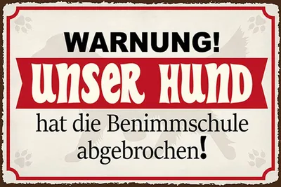 Produktbild von vianmo Holzschild 12x18 cm Blechschild Warnung unser Hund hat Benimmschule
