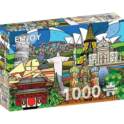 Zdjęcie produktu dla Puzzle 1000 elementów Enjoy – Zabytki świata