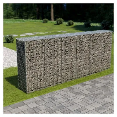 Produktbild von Gabionenwand mit Abdeckung, Gabionenzaun, Gabionenkörbe, verzinkter Stahl 300×50×150 cm