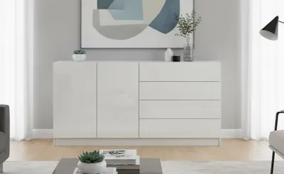 Produktbild von Kommode "Vaasa" 152cm, weiß-glänzend