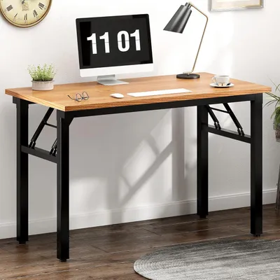 Produktbild von Klapptisch Schreibtisch Computertisch Holz Teak-Schwarz 100x60CM