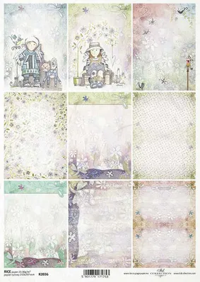 Zdjęcie produktu dla Papier ryżowy do decoupage ITD-R2036 aniołki, dzieci, pastelowe tła