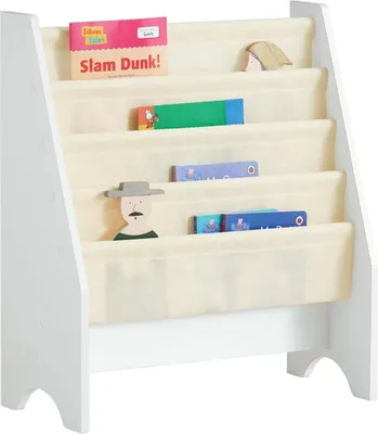 Image de SoBuy FRG225-W Étagère à livres pour enfants Étagère à livres à suspendre Bbookshelf Étagère à journaux avec 4 compartiments de rangement, polyester - 62x71x29cm