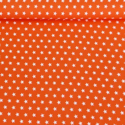 Produktbild von Baumwollstoff Meterware Sterne 1x1cm orange weiß