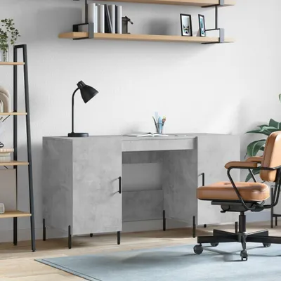 Produktbild von Büroschreibtisch in Betongrau, 140 x 50 x 75 cm aus Holzwerkstoff