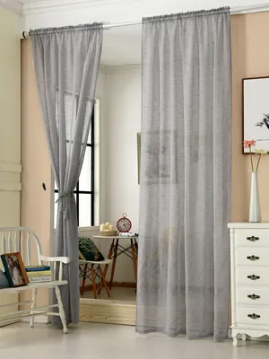 Produktbild von WOLTU Gardinen transparent mit Kräuselband Leinen Optik, Vorhang Stores Voile Fensterschal Dekoschal Dunkelgrau 140x225 cm (1 Stück)