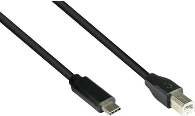 Produktbild von USB 2.0 Kabel USB-C Stecker zu USB-B Stecker, 1m, schwarz, CU
